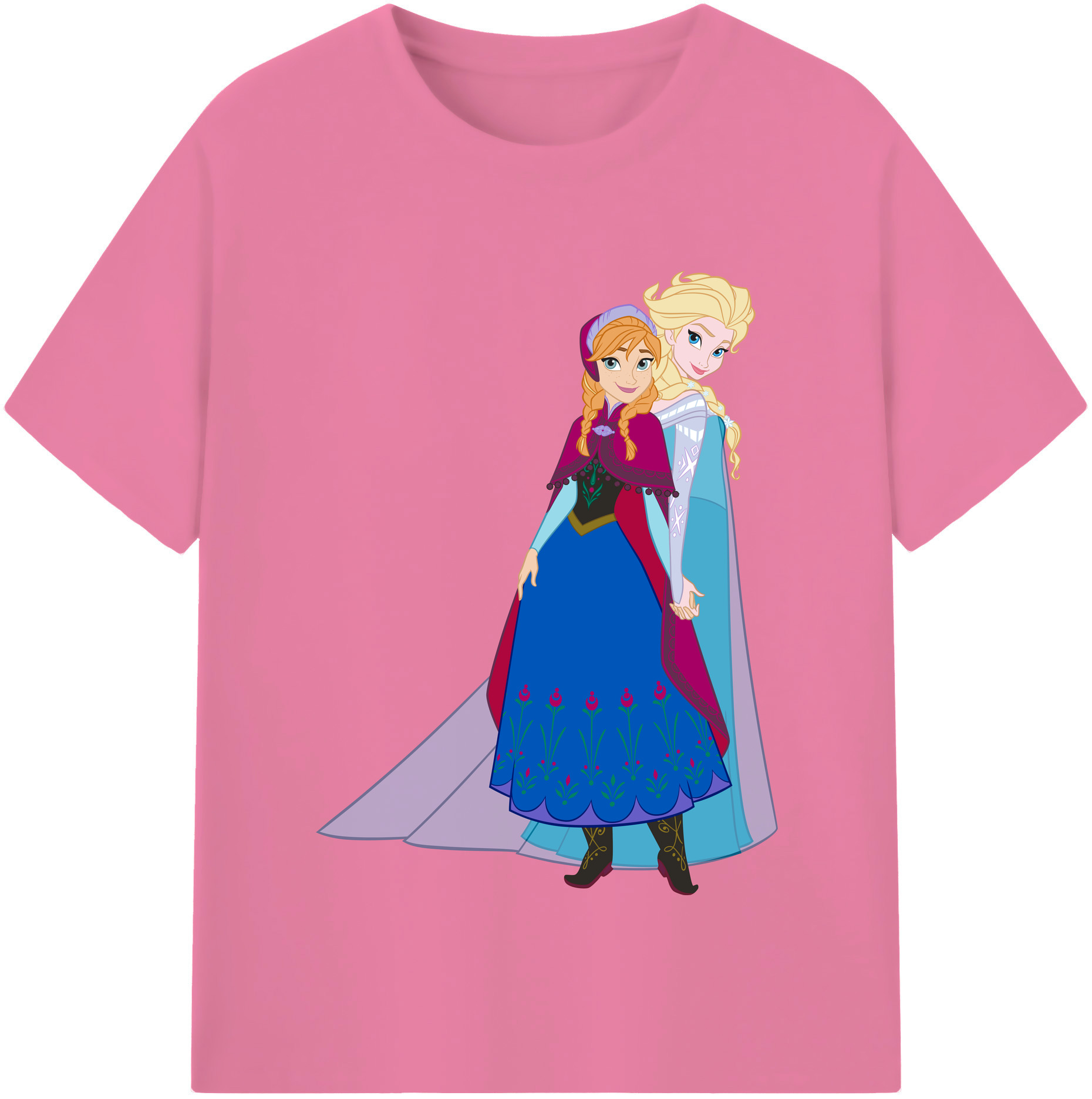 （画像用） アナと雪の女王 アンナ エルサ Frozen Anna Elsa 綿100％半袖Tシャツ（フロントプリント）
